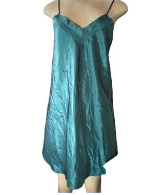 Luxurious Teal Satin Chemise